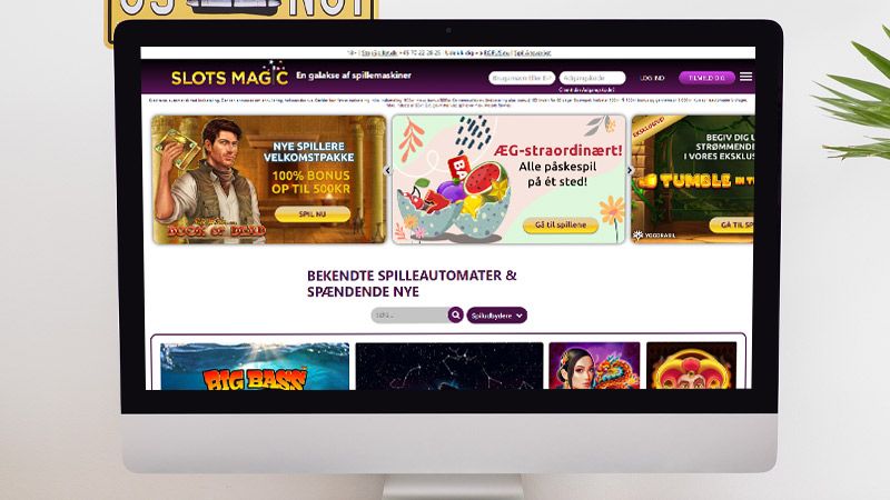 Slotsmagic hovedside på den bærbare computerskærm
