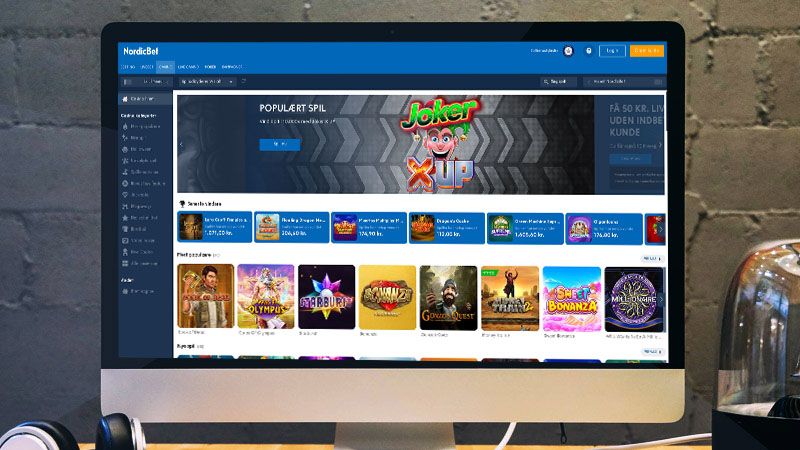 NordicBet hovedside på den bærbare computerskærm