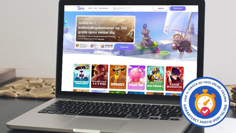 Tsars Casino hovedside på den bærbare computerskærm