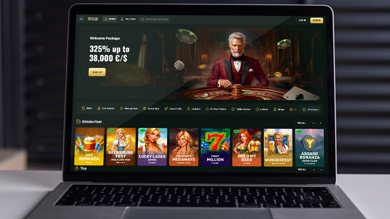 Goldex Casino hovedside på notebook-skærmen