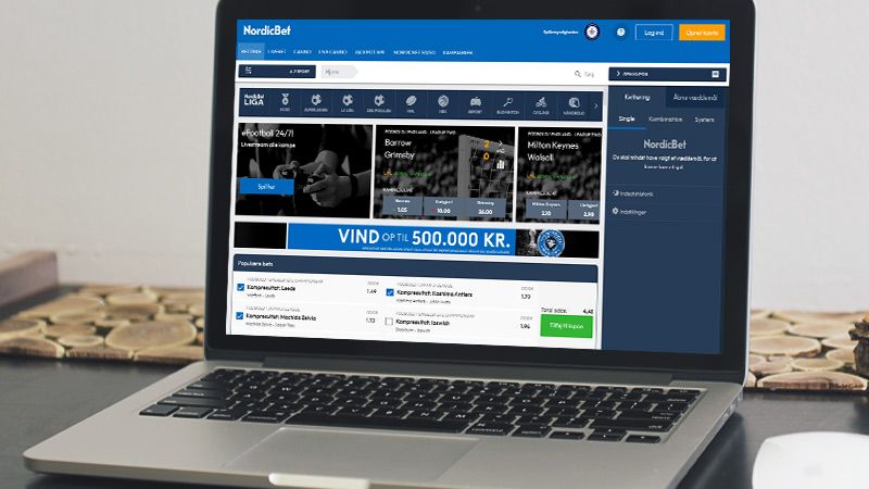 Nordicbet sportsside pÄ den bÊrbare computerskÊrm