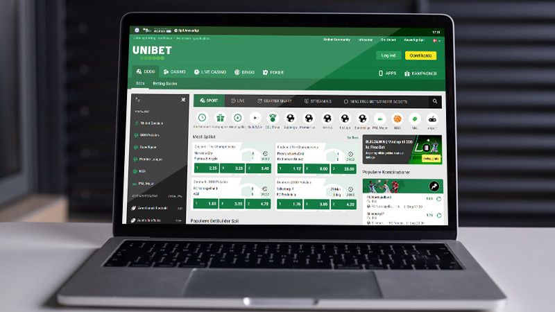 Unibets sportsside pÄ den bÊrbare computerskÊrm