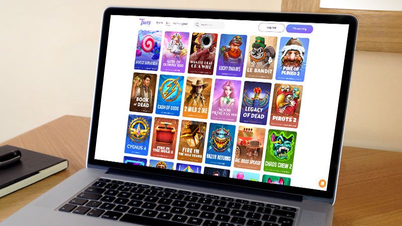 Tsars Casino spil-side på den bærbare computerskærm