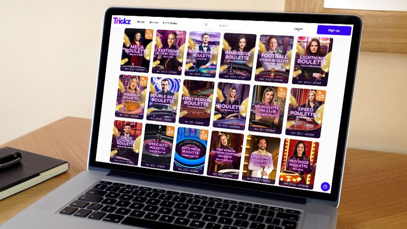 Trickz Casino Live-roulette spilside på den bærbare computerskærm