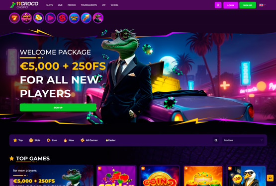 Hovedside på 11Croco Casino Site