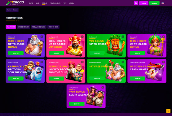 Bonusser og kampagner på 11Croco Casino
