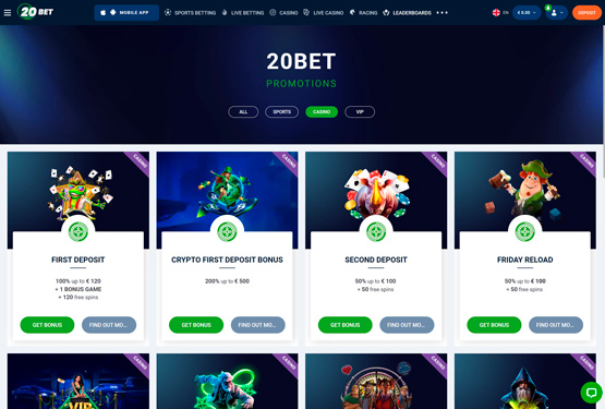Bonusser og kampagner på 20bet Casino