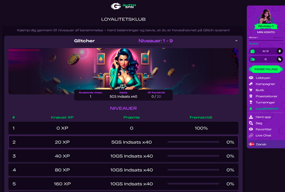 VIP program på Glitchspin Casino 