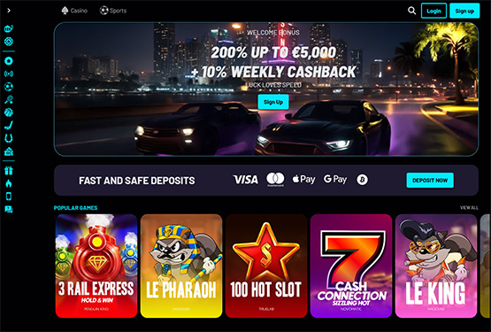 Hovedside på Turbowins Casino Site