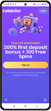 Celebrino Casino Site på mobilskærmen