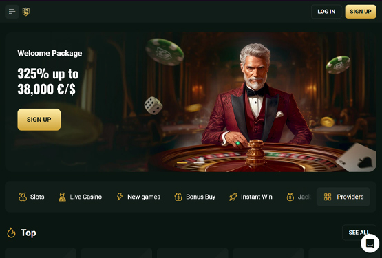 Hovedside på Goldex Casino Site