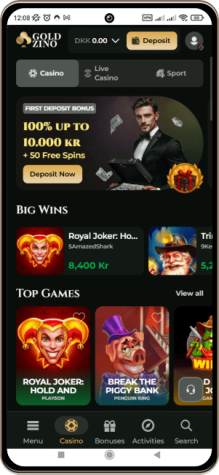 Goldzino Casino Hovedside på Mobilskærm