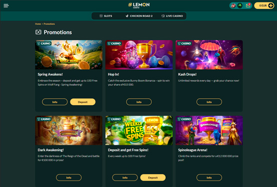 Bonusser og kampagner på Lemon Casino