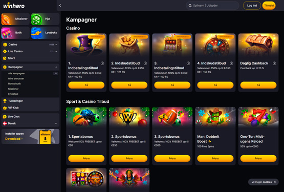 Bonusser og kampagner på Winhero Casino