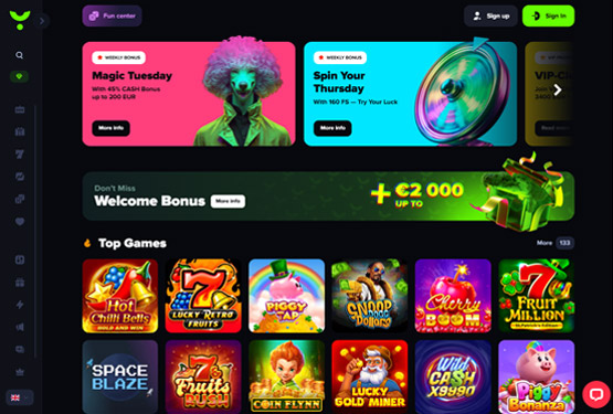Hovedside på Kas Casino Site