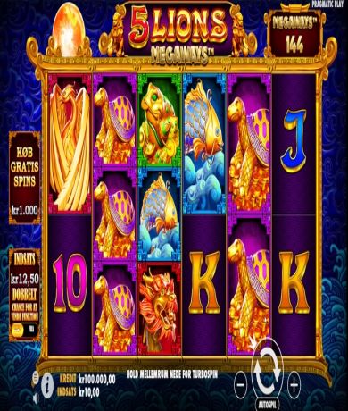 Spil gratis lige nu på 5 Lions Megaways online slot fra Pragmatic Play | Danske Casinoer